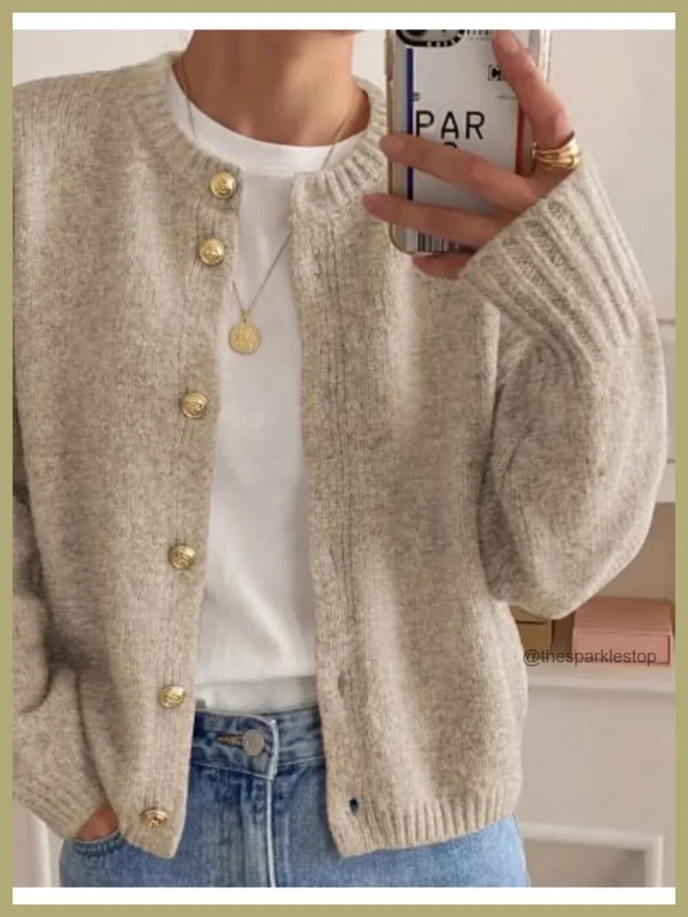 Chunky Knit Cardigan Sweater Women's Button Up Lantern Sleeve